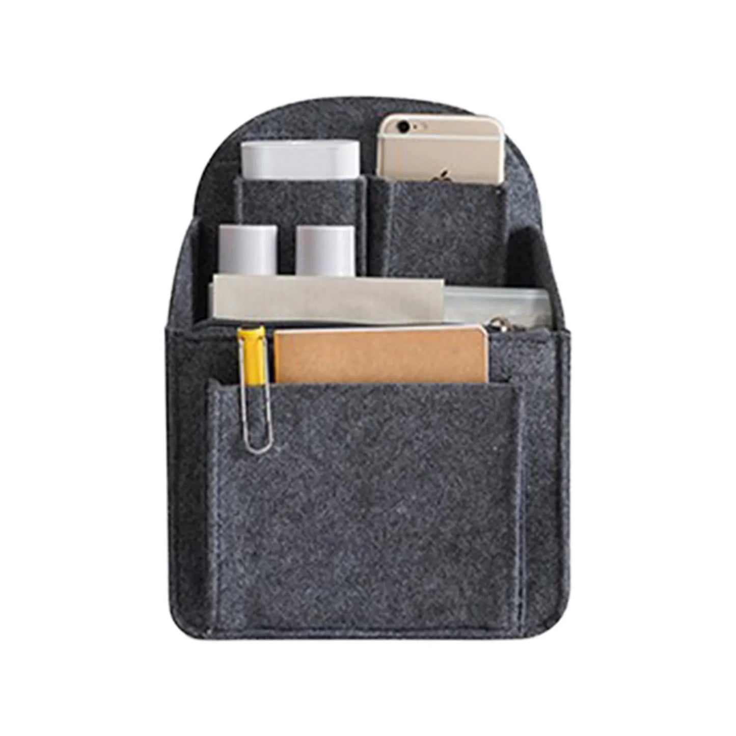 Large-Capacity Backpack Inner Bag Zipper Bag with Keychain Multiple Pocket Lady Girls Gifts for Work School Peaceful Pleasures Health and Wellness Dark Grey Small