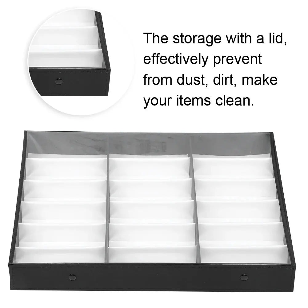 18-Slot Eyeglass & Sunglass Organizer Display Case with Lid