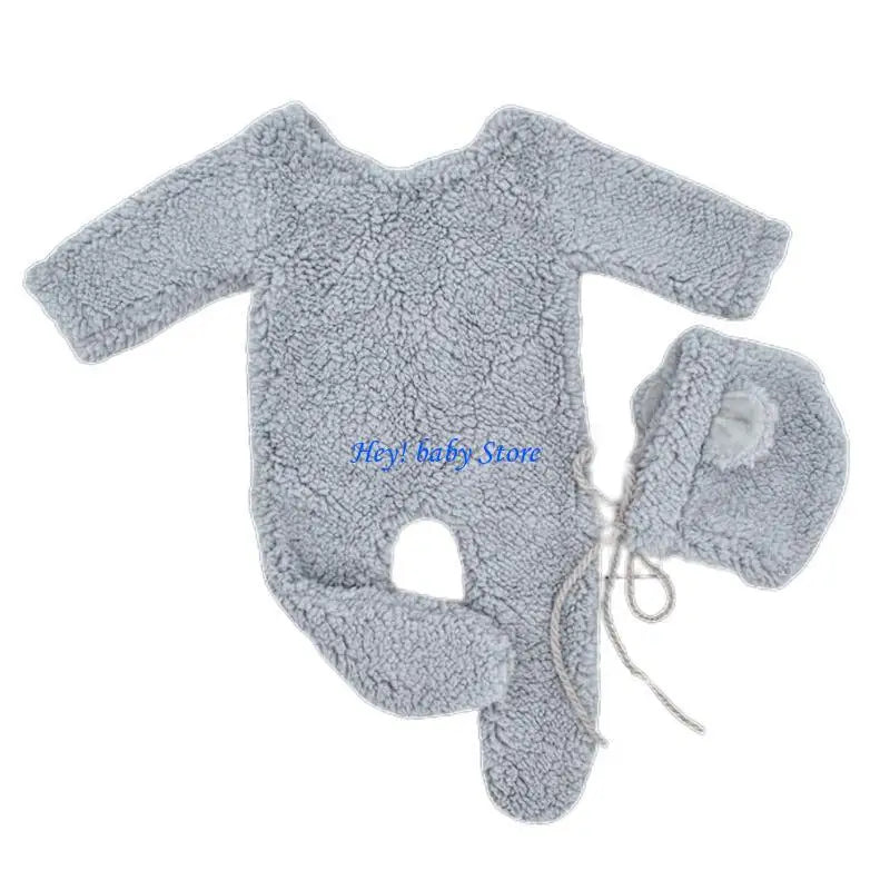 Baby Bear Photography Costume – Plush Romper & Bear Ear Hat