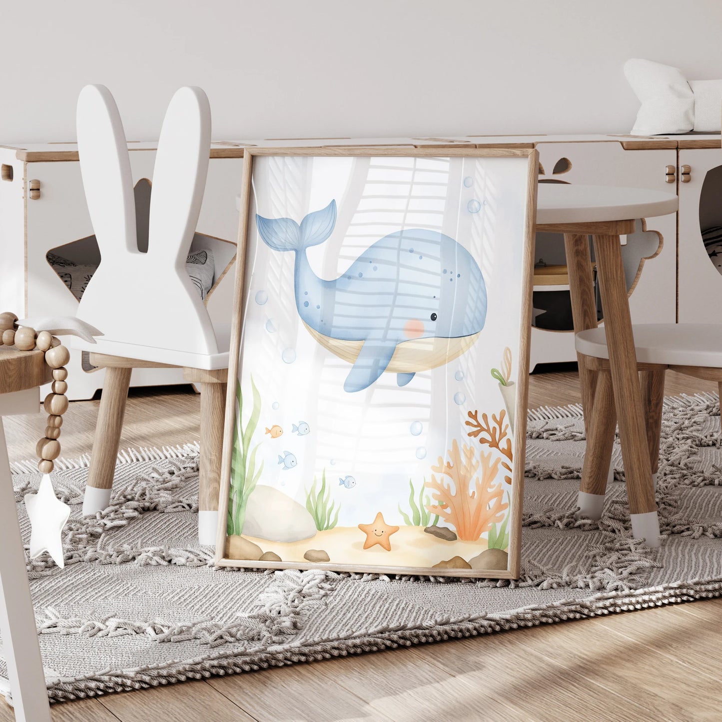 3-Piece Cartoon Octopus Whale Canvas Wall Art | Kids Room Decor