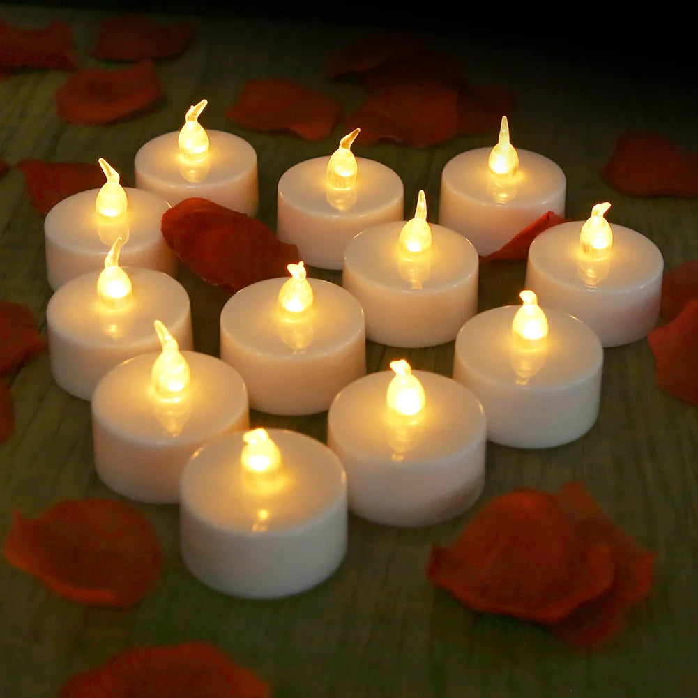LED Tea Light With/Without Remote Flameless Flickering Candles Electronics Battery Operated Votive Light Home Table Party Decor Peaceful Pleasures Health and Wellness Warm light 12PC