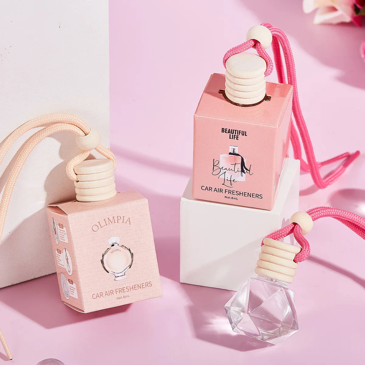 Pink Car Air Freshener Perfume Pendant – Fresh Scent