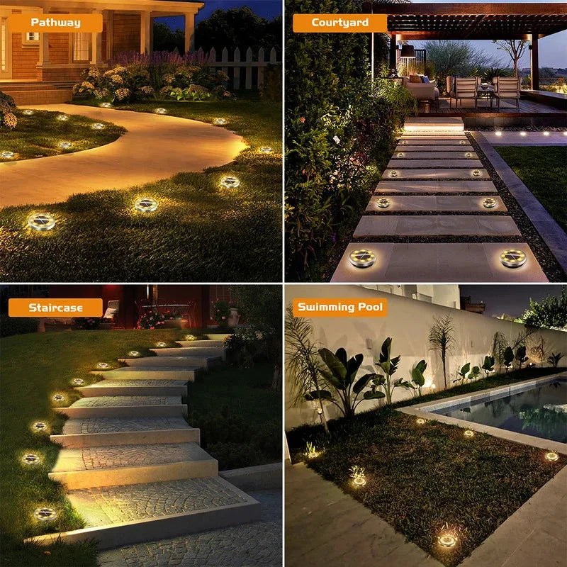 Solar Ground Lights IP65 Waterproof – 8 LED Outdoor Landscape