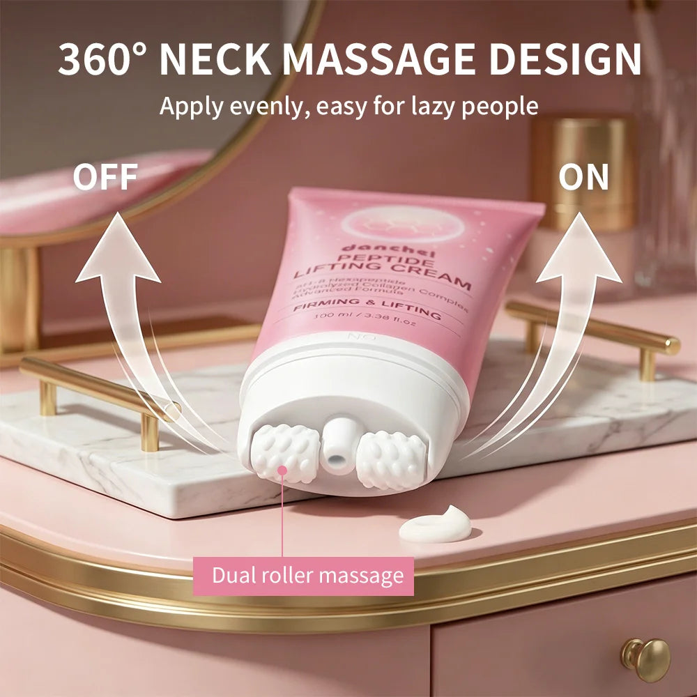 AH-8 Hexapeptide Neck Firming Cream Dual Roller Peptide Lifting Anti Wrinkle Moisturizing Long Lasting Multi-Area Skin Care Peaceful Pleasures Health and Wellness