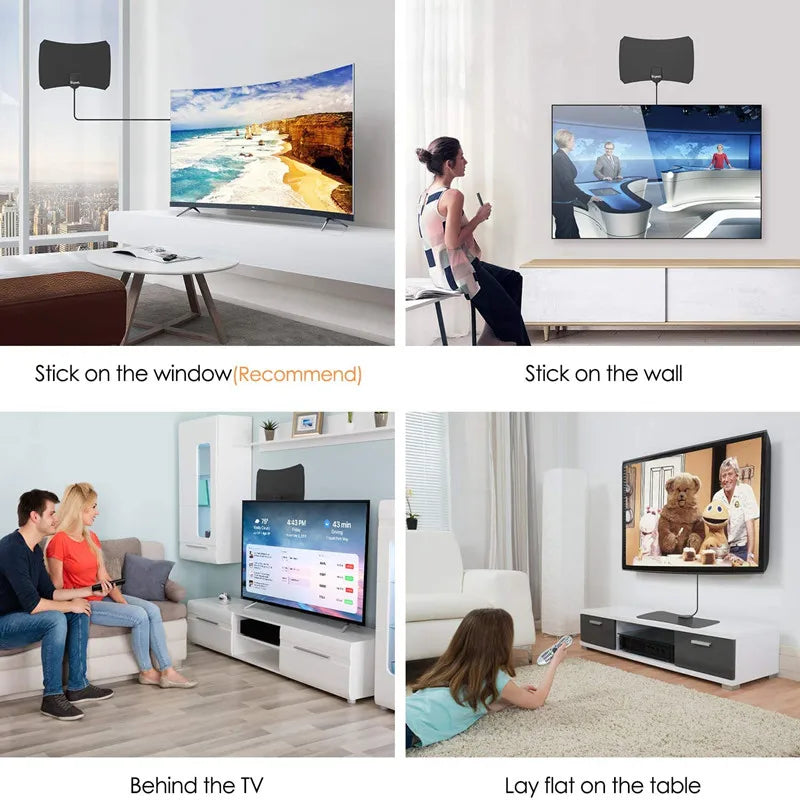 4K HD Amplified Flat TV Antenna – Free Digital HDTV Channels