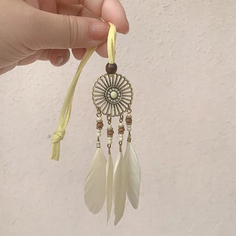 Mini Dream Catcher Handcraft Car Pendnat Feather Wind Chimes Girls Room Wall Hanging Home Decoration Keychain Birthday Gifts NEW Peaceful Pleasures Health and Wellness Type8