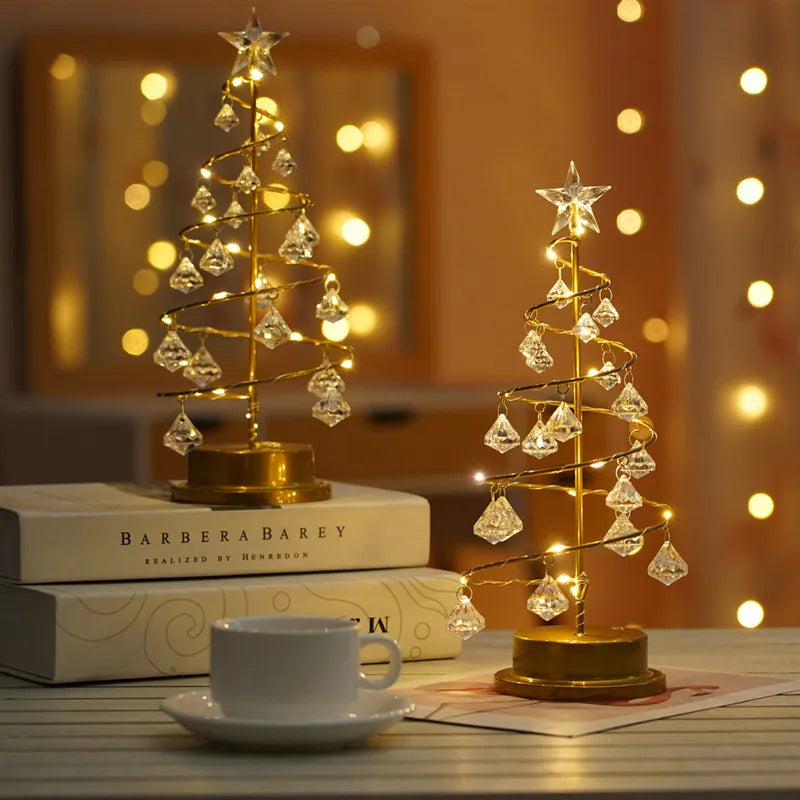 Led Desk Table Lamp Christmas Tree Spiral Crystal Light Xmas Glass Ball Decoration For Home Xmas Accessories Holiday Lighting Peaceful Pleasures Health and Wellness