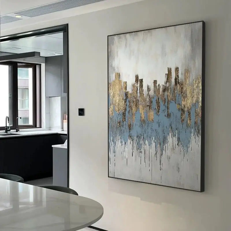 Unique Gift For Home Wall Decor Pure Handmade Abstract Oil Painting On Canvas Gold Foil Poster High Quality Mural For Living Roo Peaceful Pleasures Health and Wellness