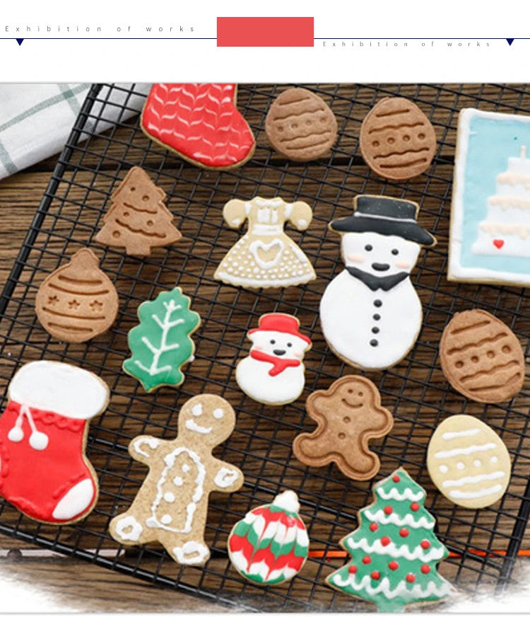4-Piece 3D Cartoon Cookie Stamp & Cutter Mold Set – DIY Biscuit Baking Molds