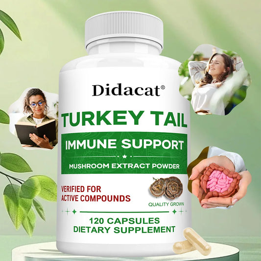 Turkey Tail Mushroom Capsules - Mushroom Supplement for Immune System Health Support - 850 Mg Premium Mushroom Supplements Peaceful Pleasures Health and Wellness