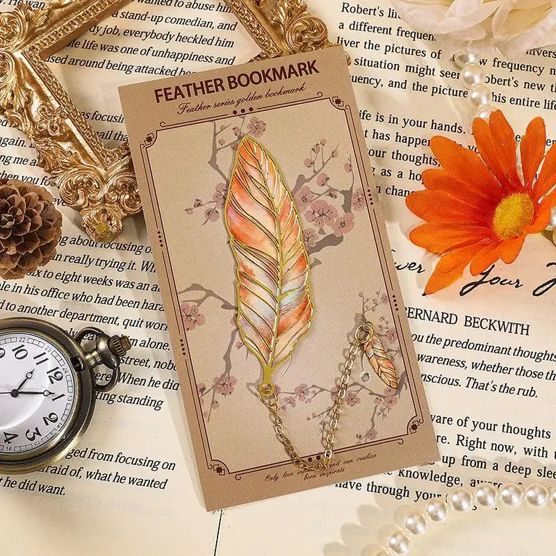 Vintage Gold Metal Bookmark with Chain Pendant | Page Divider