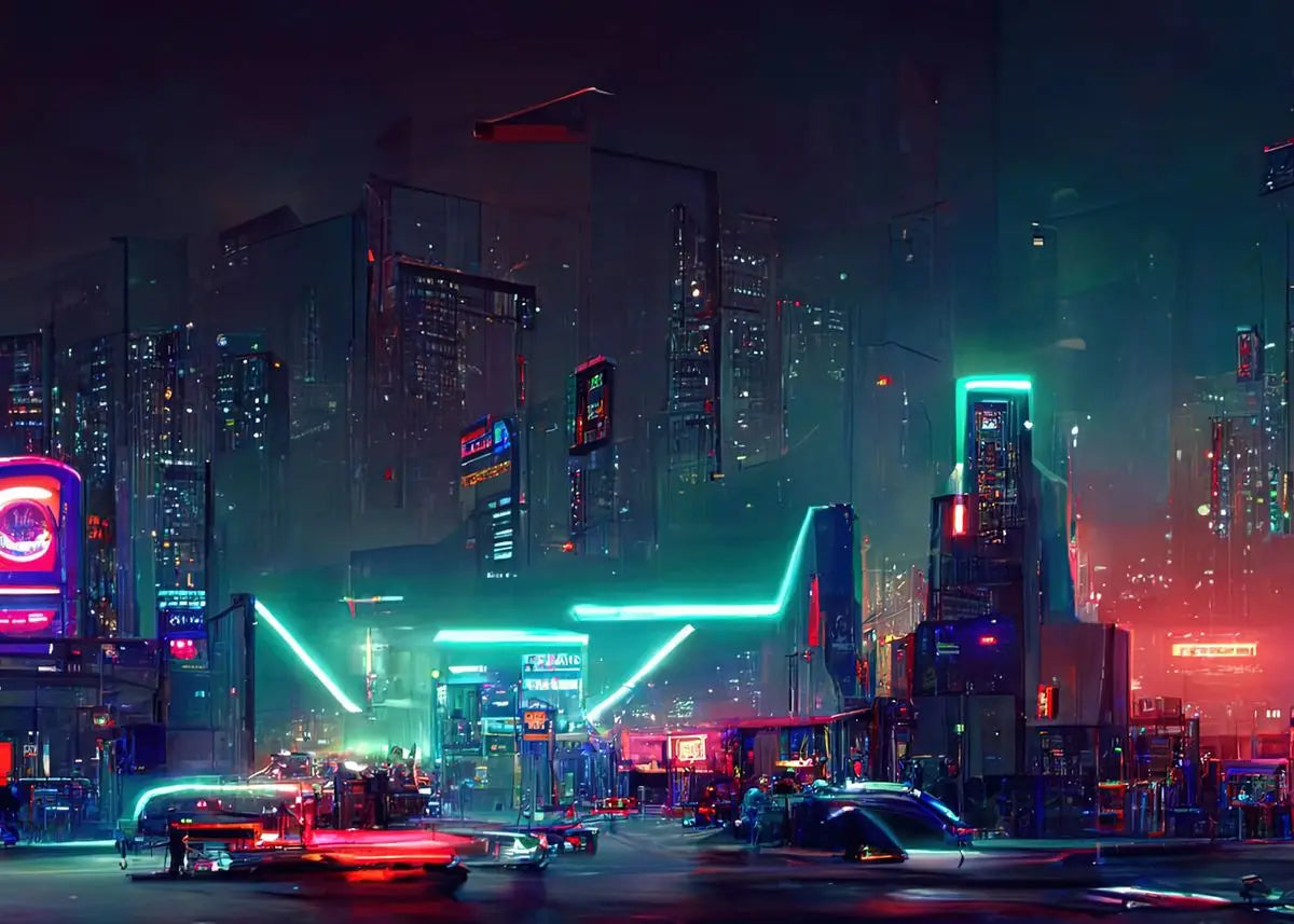 Cyberpunk Neon City Poster Fantasy Collection Wall Art for Passionate Decor Enthusiasts Peaceful Pleasures Health and Wellness P19 55x75cm