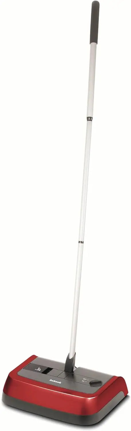 Red and gray floor sweeper on a white background