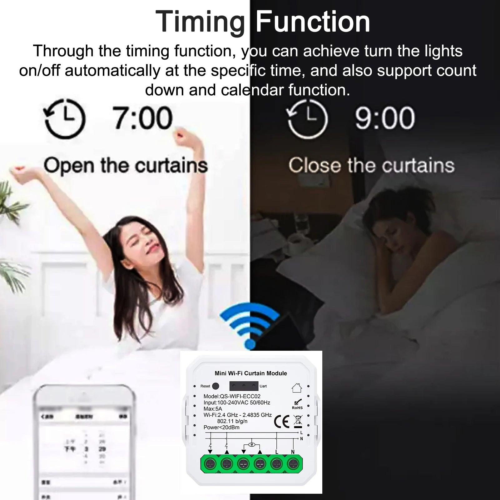 Tuya WiFi/ZIGBEE Smart Curtain Module Blinds Motor Home Intelligent Appliance Mobilephone APP Remotely Control Curtain Peaceful Pleasures Health and Wellness