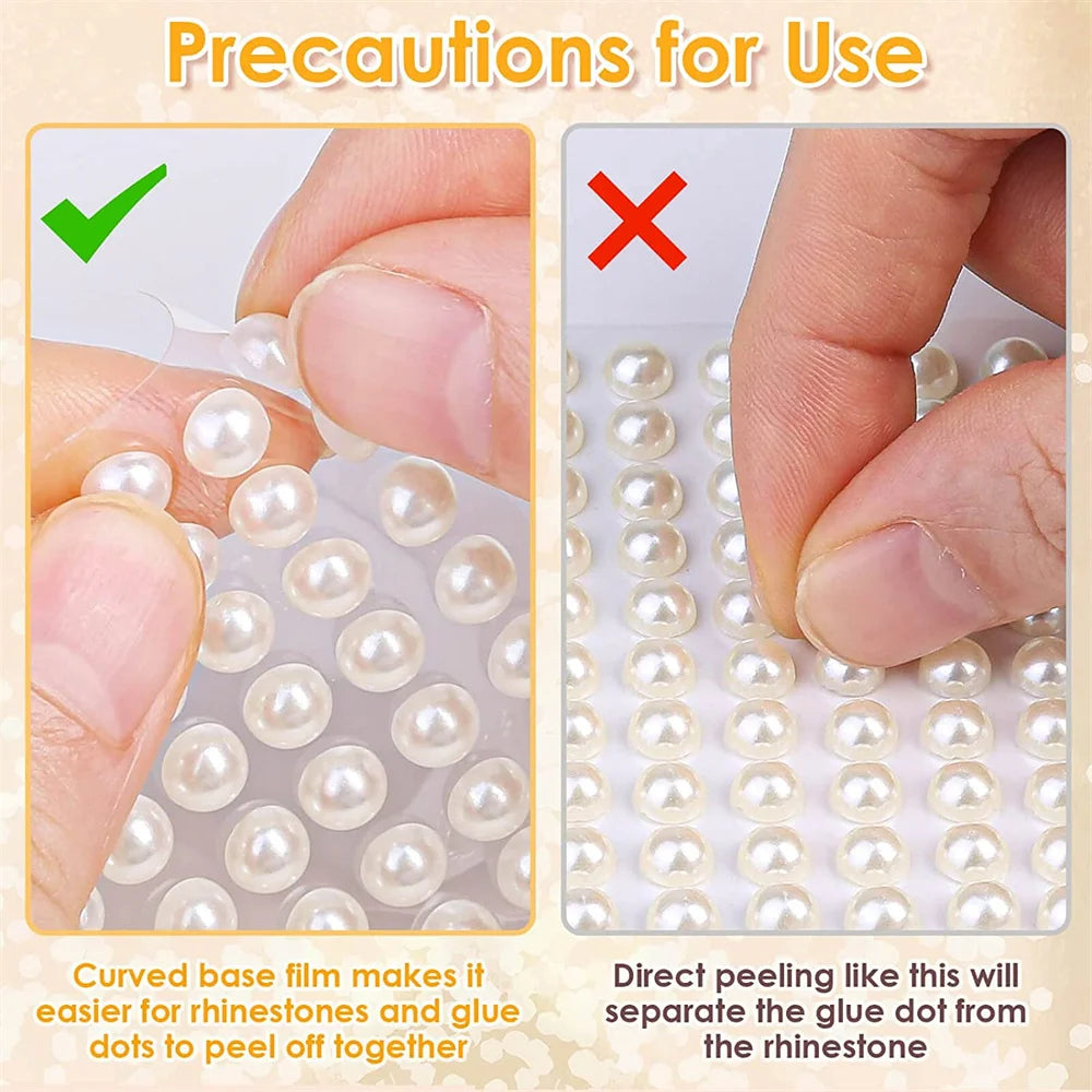 Mixed Self Adhesive White Imitation Pearl Rhinestones Stickers Face