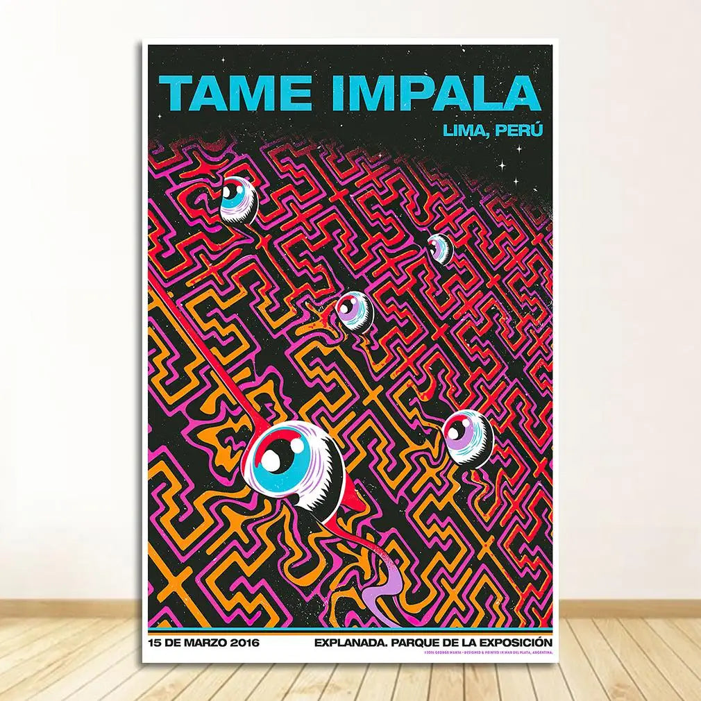 And Prints Rock Music Band Tour Art Canvas Painting Wall Pictures For Living Room Home Decor New Tame Impala Psychedelic Poster Peaceful Pleasures Health and Wellness 2714-02 50x70cm Unframed