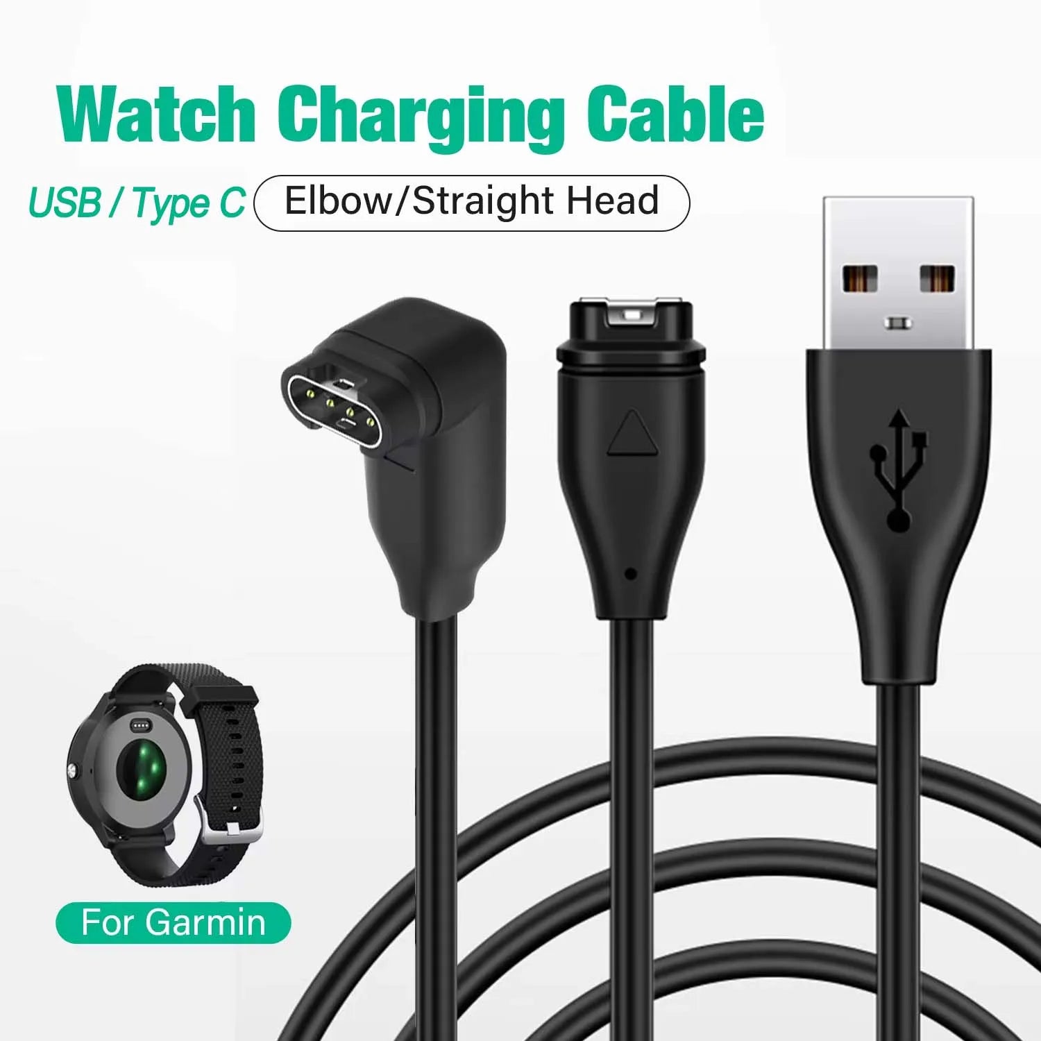 USB Type A/C Magnetic Charger Cable For Garmin Fenix 5 5S 5X Plus 6 6S 6X Pro 7 7S 7X Forerunner 45 55 165 255 945 965 245 Music Peaceful Pleasures Health and Wellness