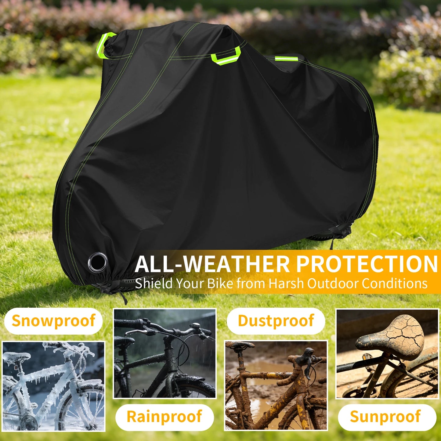 Outdoor Bike Cover 210D High Quality Bicycle Protector Multipurpose Sun Rain Snow Dust Waterproof All Weather Protective Covers Peaceful Pleasures Health and Wellness