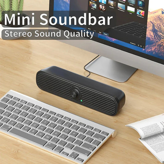 AyeBeau Wired Soundbar Speaker for PC TV Laptop | 2.0 USB Audio Wired Soundbar Speaker Oasis Select