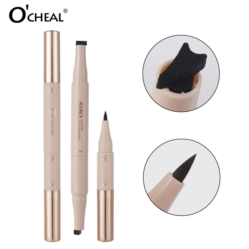 O'CHEAL 3-in-1 Stamp Eyeliner Pen | Waterproof, Long-Lasting