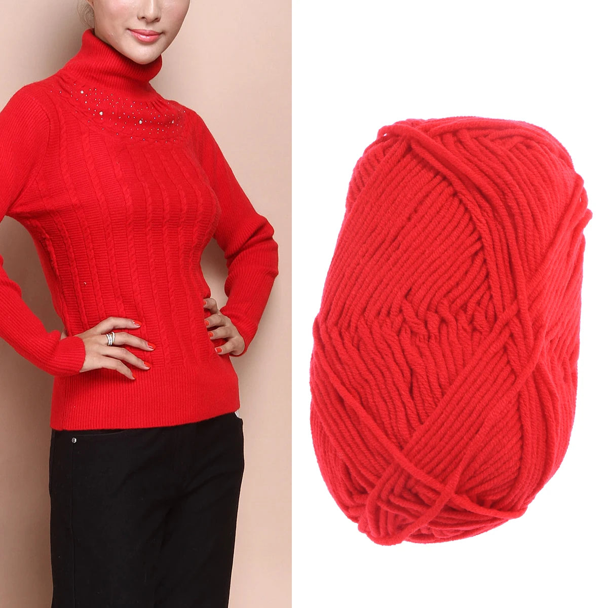 Red Milk Wool Yarn Cotton Chunky Hand Woven Crochet Knitting Wool Yarn Warm Yarn For Sweaters Hats Scarves DIY Making Craft Tool Peaceful Pleasures Health and Wellness