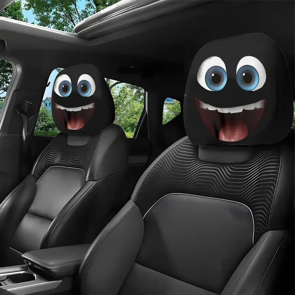 2026 New Car Headrest Cover Universal Fit Stretchy Funny Print 3D Stereo Pattern Washable Breathable Easy Install Car Interior Peaceful Pleasures Health and Wellness
