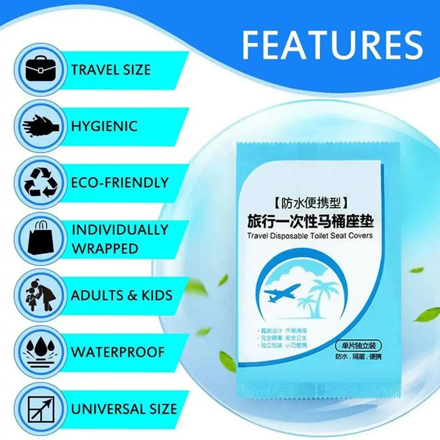 Disposable Toilet Seat Covers – Portable Travel Pack 10–50 pcs