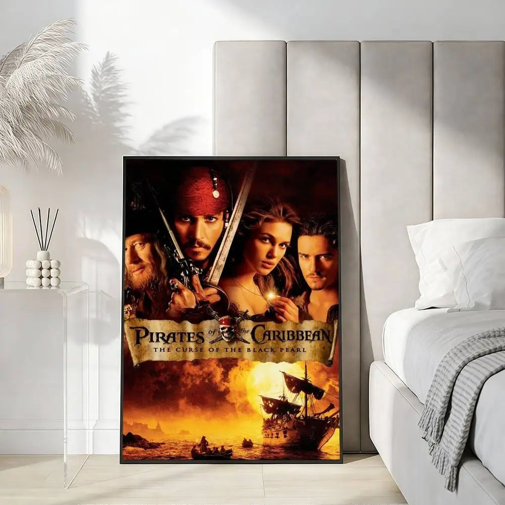 Pirates of the Caribbean Retro Canvas Wall Art Print | Unframed