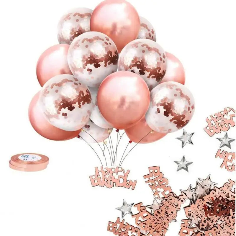Rose Gold Glitter Birthday Decoration Balloon Rain Silk Tablecloth