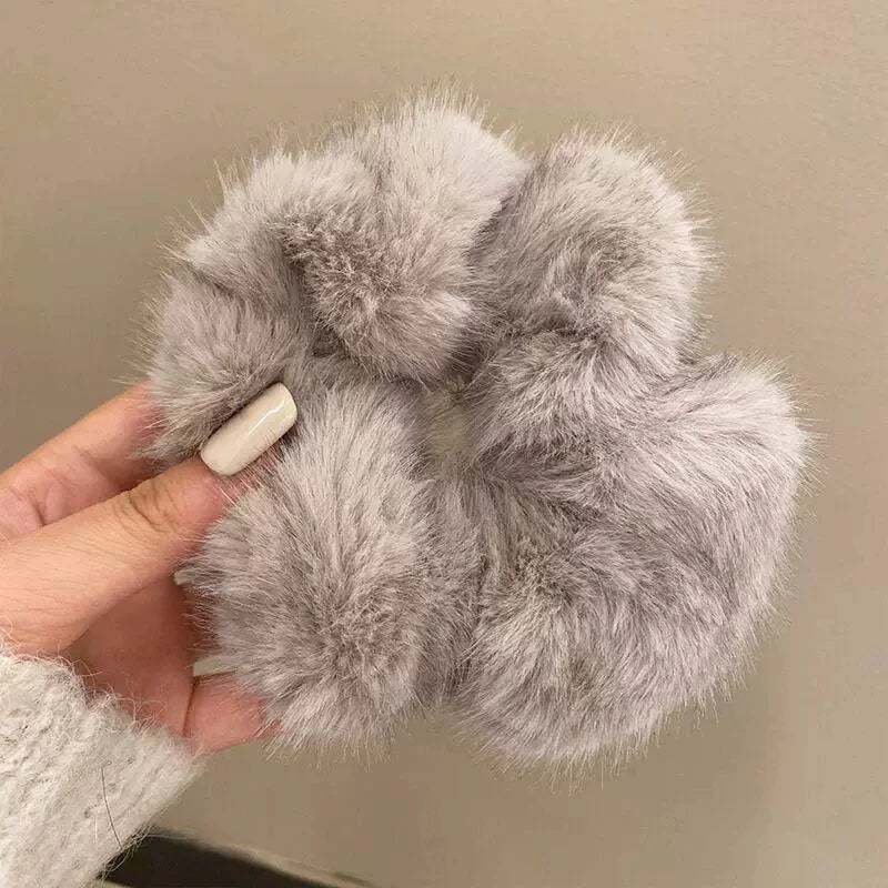 Retro Plush Elastic Hair Tie | Imitation Mink Hairband for Women