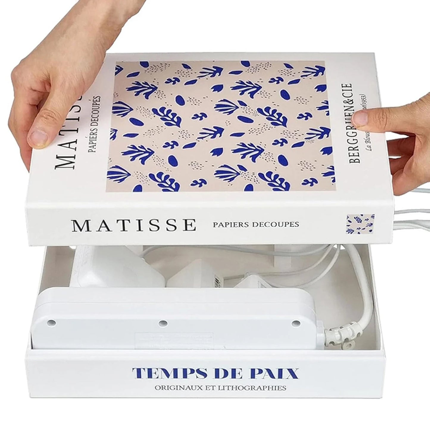 Book Shaped Cord Organiser To Conceal Power Strip Cable Management Box For Desk Multipurpose Power Strip Box For Home/Office Peaceful Pleasures Health and Wellness A
