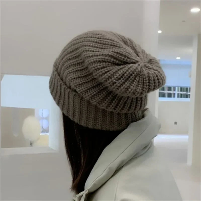 MOONBIFFY Unisex Winter Beanie Knit Wool Hat for Big Heads