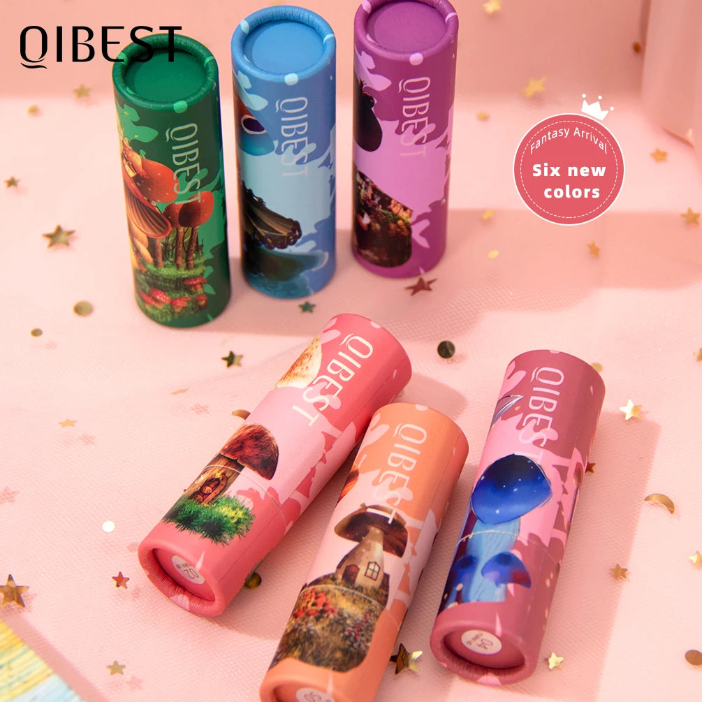 QIBEST Fantasy 6 colors Mushroom Lipstick Makeup Long Lasting Velve Red Sexy Lip Tint Moisture Nude Lip Gloss Women Cosmetics Peaceful Pleasures Health and Wellness