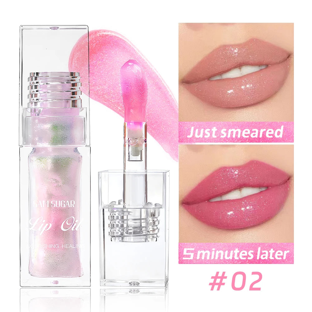 Color Changing Lip Oil Moisturizing Nourishing Soft Brush Head Smooth Translucent Non-Sticky 3D sparkles like a river of stars Peaceful Pleasures Health and Wellness 02