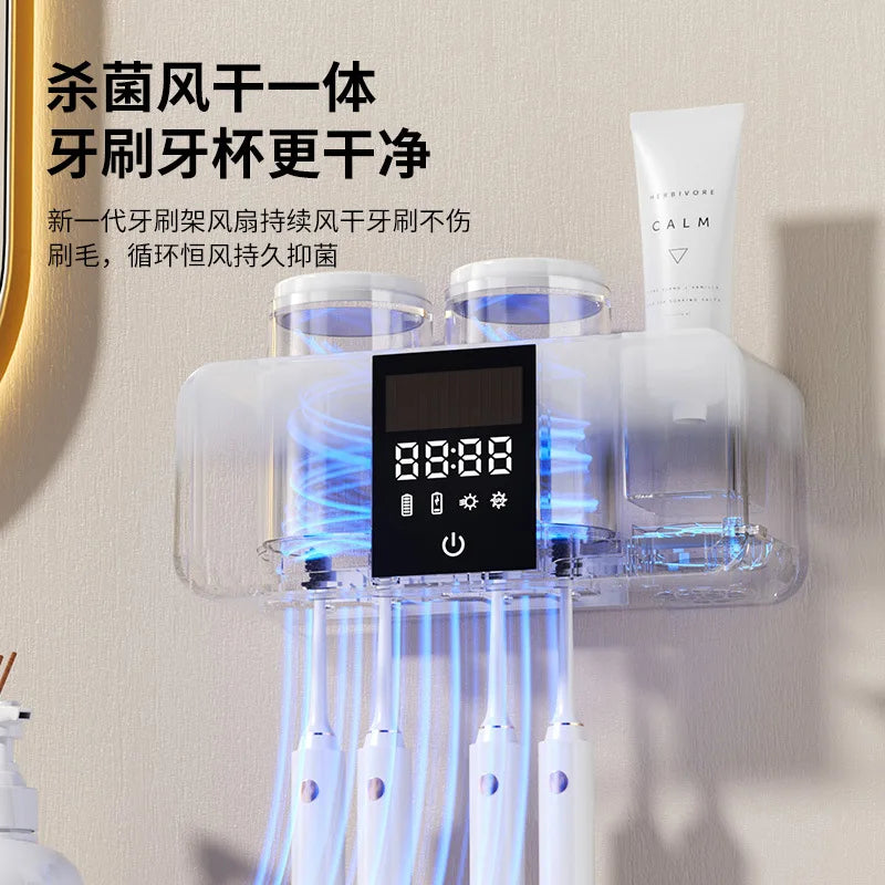 HOMEFISH Toothbrush Sterilizer Smart Air-dried Toothbrush Sterilizer Rechargeable Wall mounted Toothbrush Sterilization Dryer Peaceful Pleasures Health and Wellness