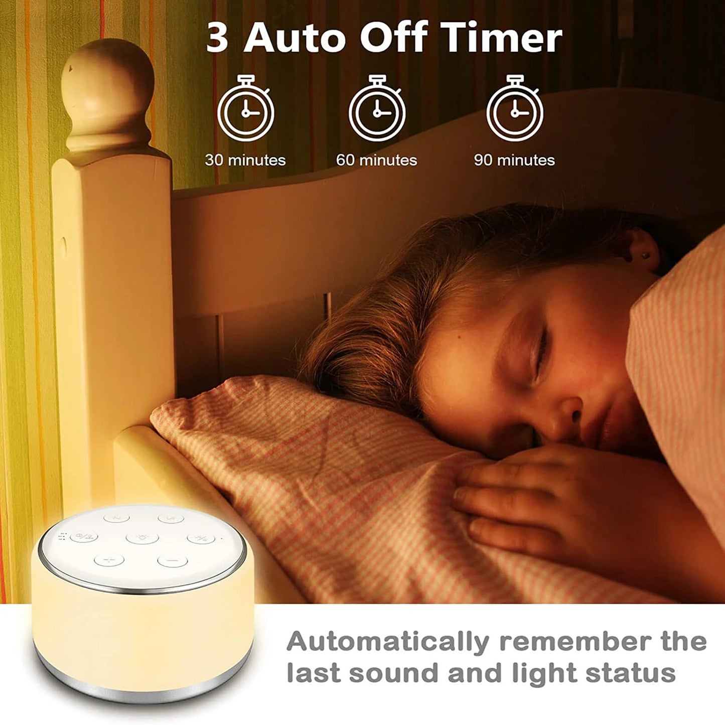 White Noise Machine | 34 Sounds, 7-Color Night Light & Timer