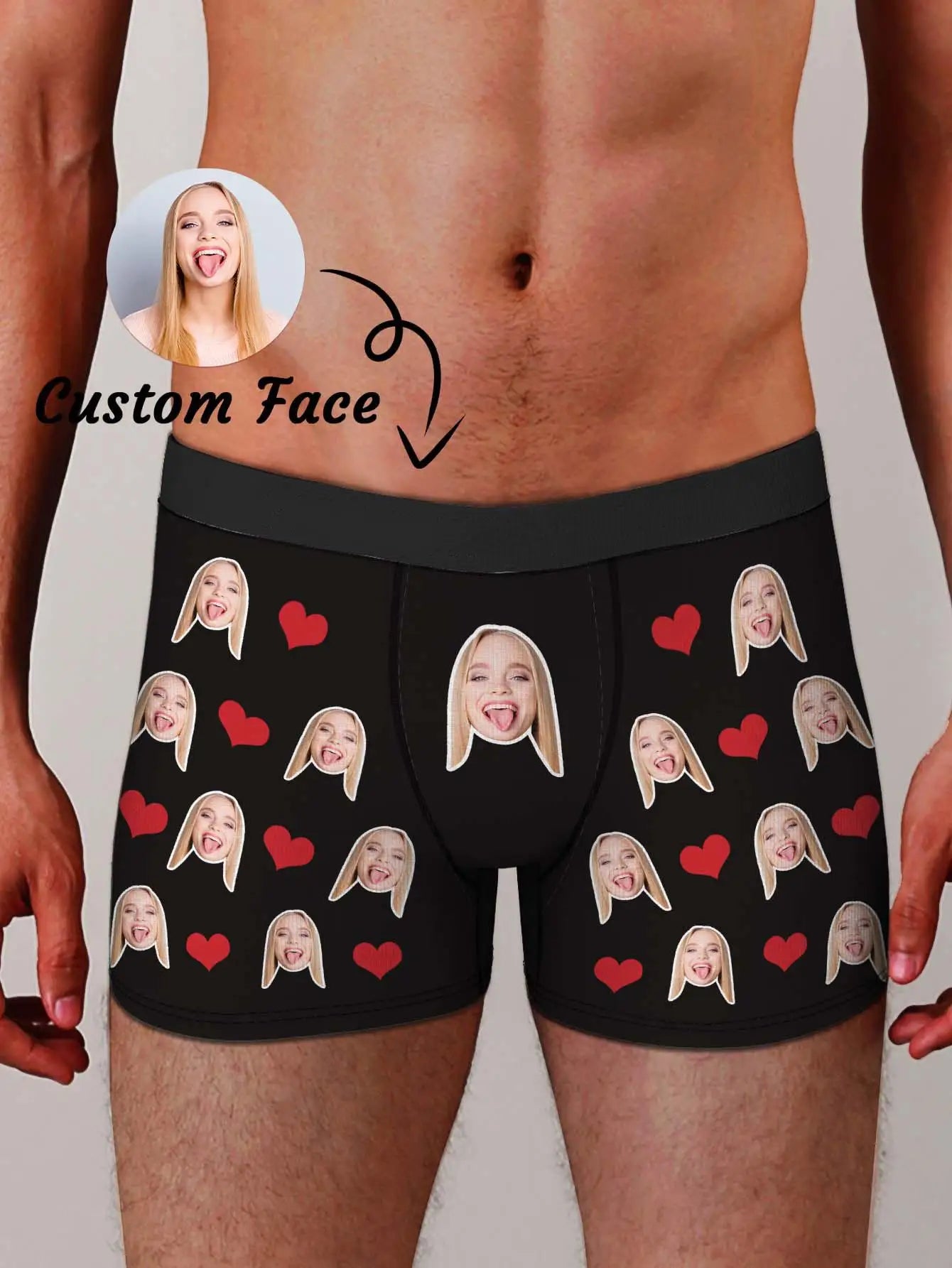 Custom Valentines Day Boxer Briefs For Men Personalized Photo Underwear Gift For Husband Boyfriend Anniversary Funny Face Print Peaceful Pleasures Health and Wellness Black L 1