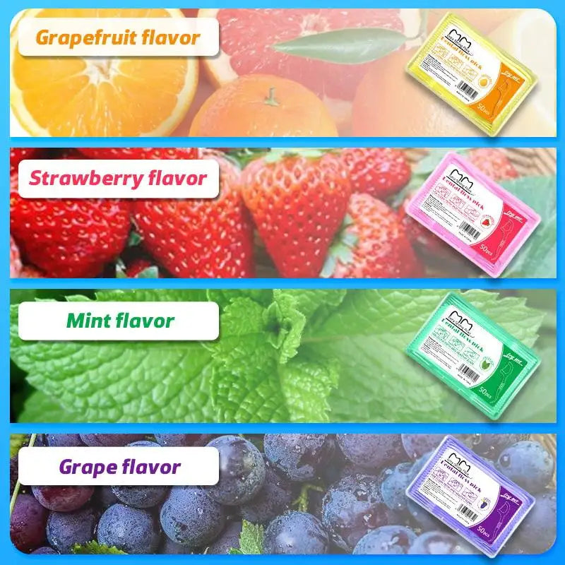 50 Sticks/Box Fruit Flavored Dental Floss Stick, With 4 Flavors To Choose From, Cleaning Tool For Gaps Between Teeth Peaceful Pleasures Health and Wellness