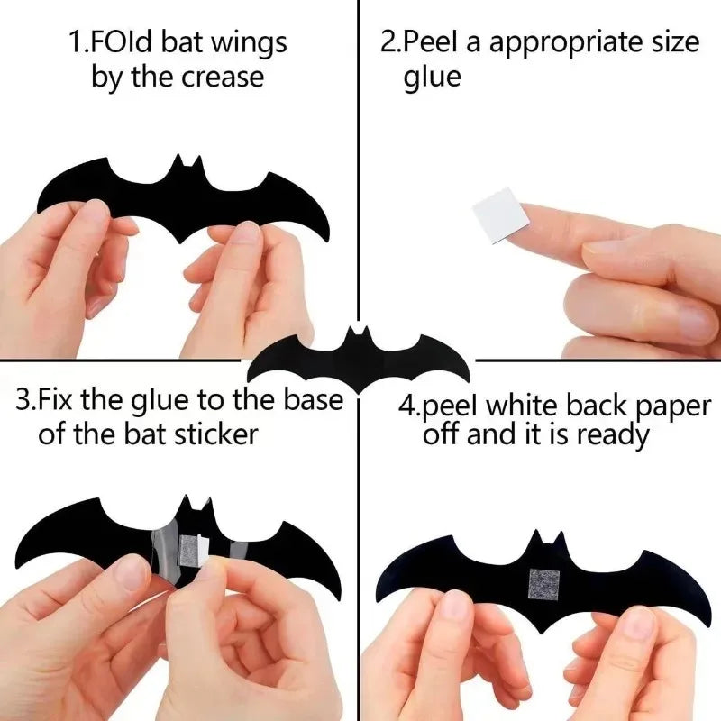 3D Halloween Bat Wall Stickers – Removable Decals 12–72 PCS