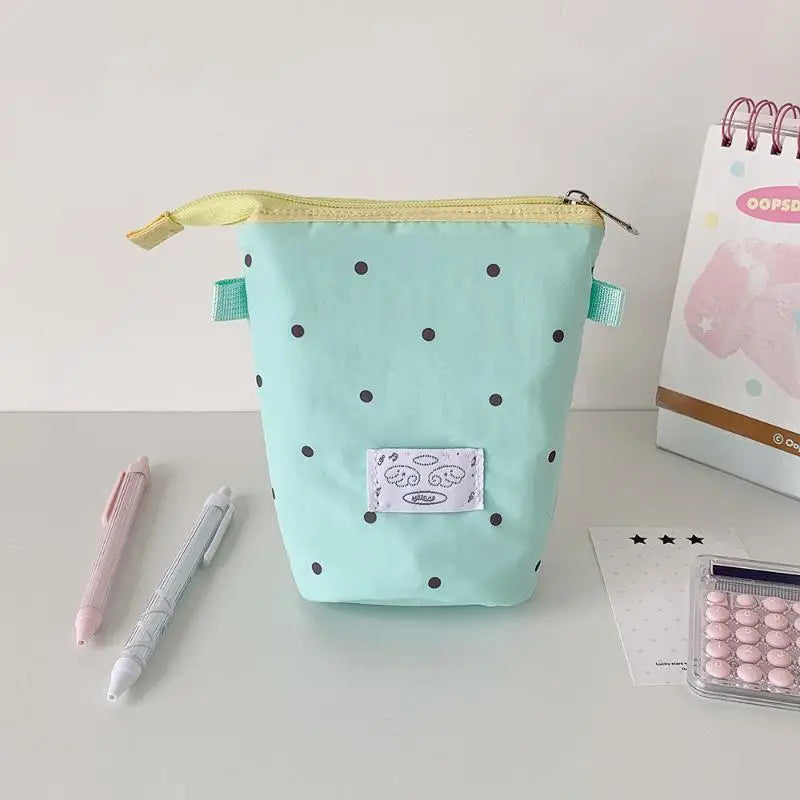 Polka Dot Pencil Case – Portable Large Capacity Pen Organizer
