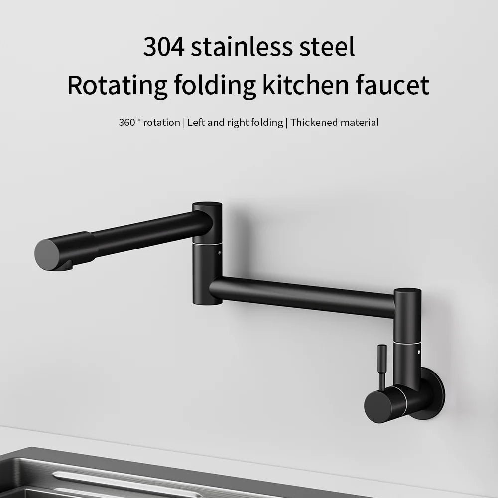 Wall-Mounted Folding Kitchen Faucet | 304 Stainless Steel