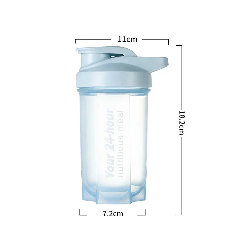 Portable Shaker Cup for Men and Women Protein Powder Replacement Milkshake Mixing Cup Fitness Sports Water Cup Scale Bottle Peaceful Pleasures Health and Wellness Blue
