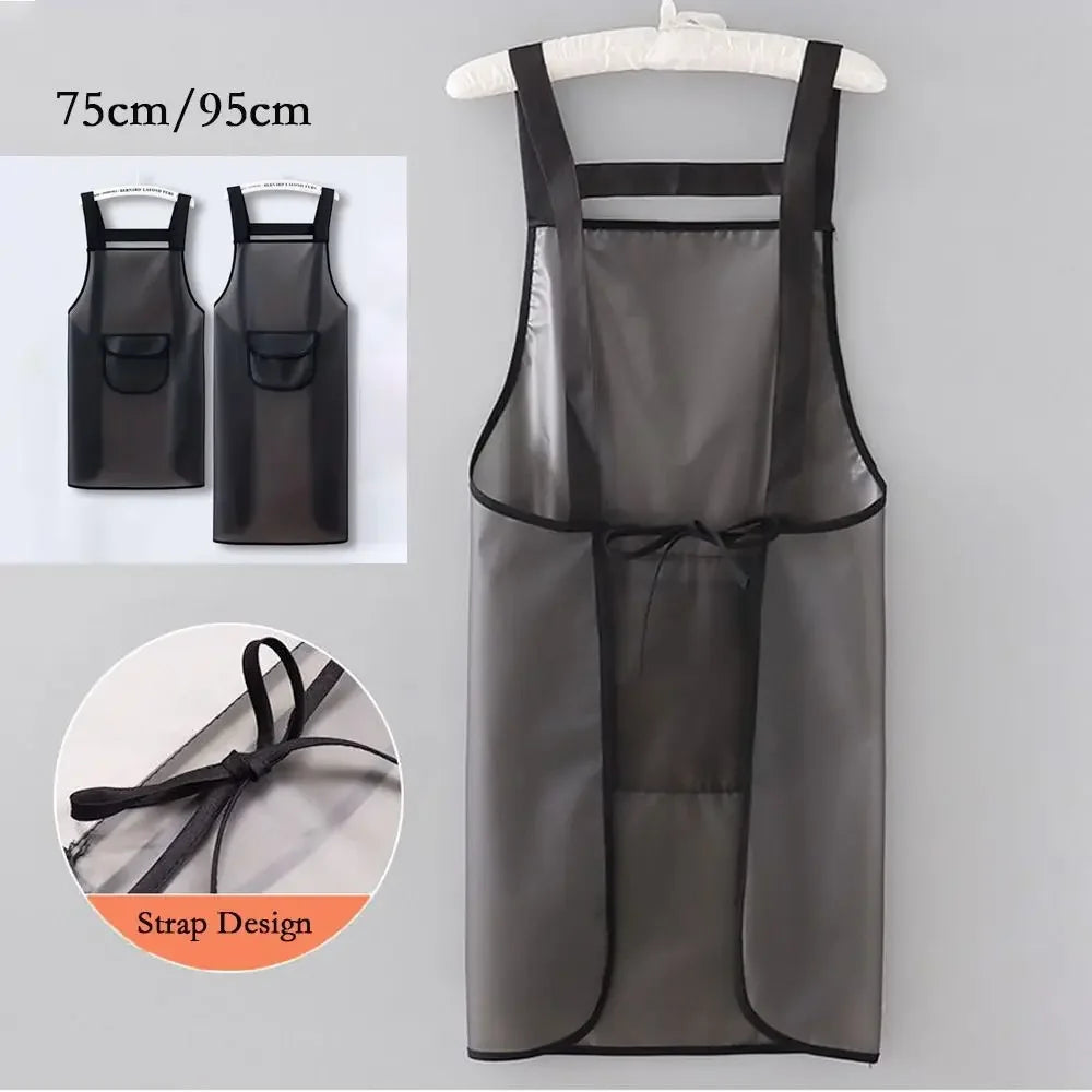 Transparent Black PVC Waterproof Kitchen Apron Oil Resistant Household Work Apron Dirt-Proof Cleaning Aprons for Practical Use Peaceful Pleasures Health and Wellness