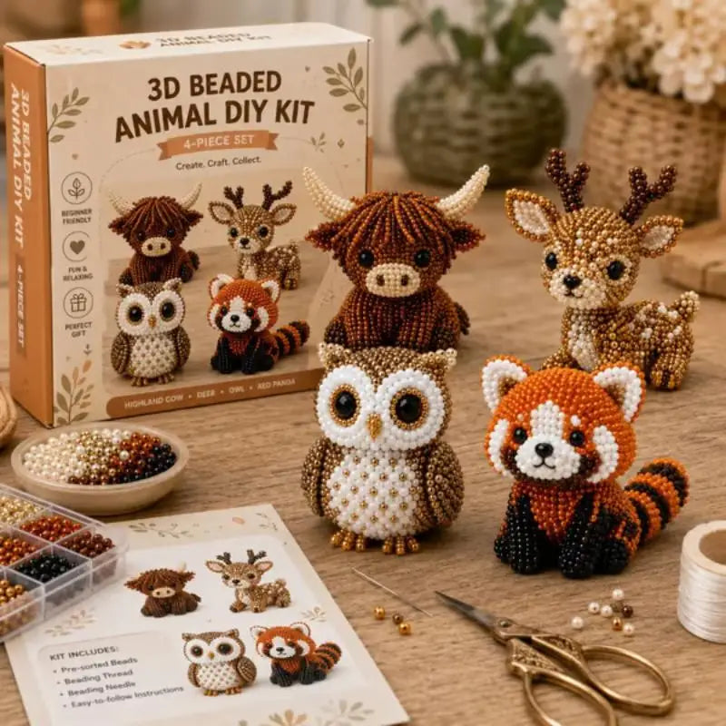 3D Beaded Animal Craft Kit – DIY Beading Kit for Adults