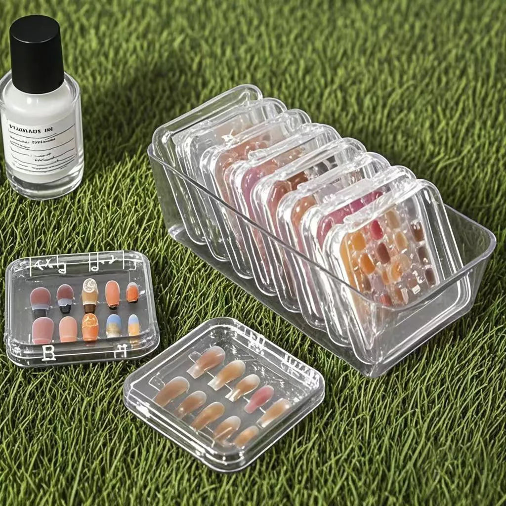 10 Pieces Empty Nail Boxes For Packaging Square Shape Box Wholesale Nail Tips Press On Nail Packaging Case Small Business Peaceful Pleasures Health and Wellness