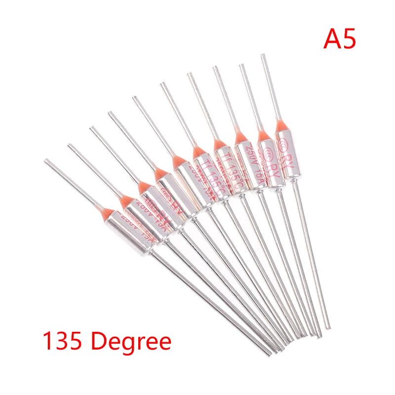 10Pcs TF Thermal Fuse RY 15A 250VTemperature 121C 125C 128C 130C 135C 140C 145C 150C 155C 160C 165C 167C 175C 180C 185C 192C Peaceful Pleasures Health and Wellness 135 Degree