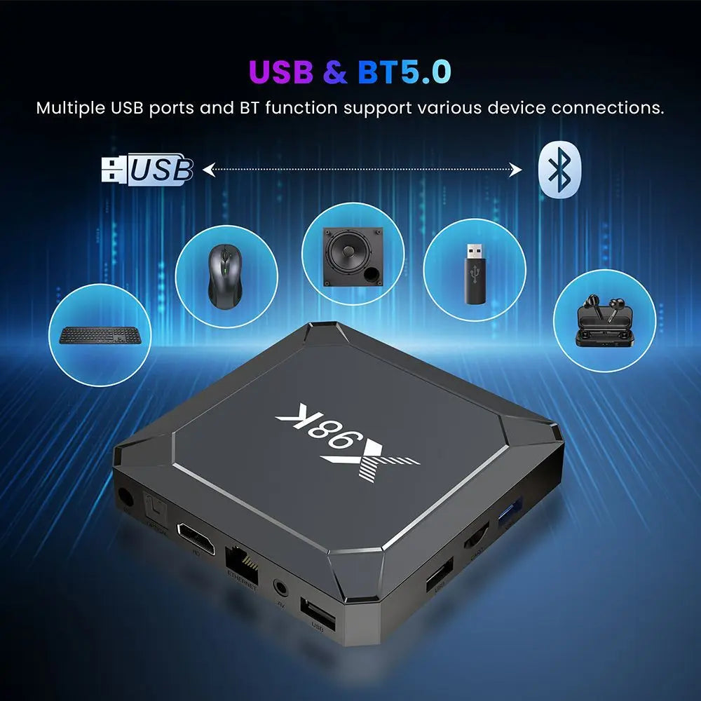 X98K RK3528 Android13 TV Box 2/4GB RAM 16-128GB ROM Dual Band WiFi6 BT5.0 HDMI2.0 4K AVS2 Smart Media Box Peaceful Pleasures Health and Wellness