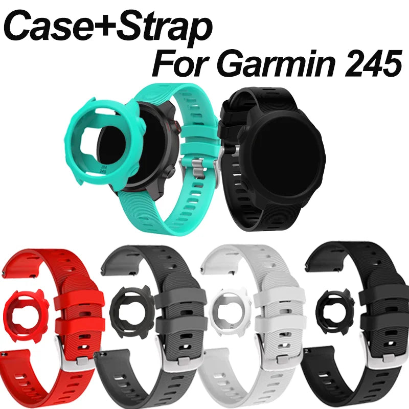 Case+Strap Compatible for Garmin Forerunner 245, 20mm Silicone Replacement Bands and Soft Silicone Protective Case Peaceful Pleasures Health and Wellness