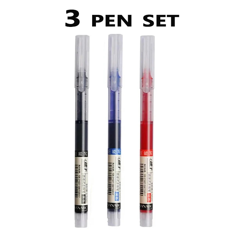 3-24Pcs Straight Liquid Gel Pen Quick-drying, Large-capacity 0.5mm Black Blue Ink for Writing School Office Stationery Supplies Peaceful Pleasures Health and Wellness 3 pen set