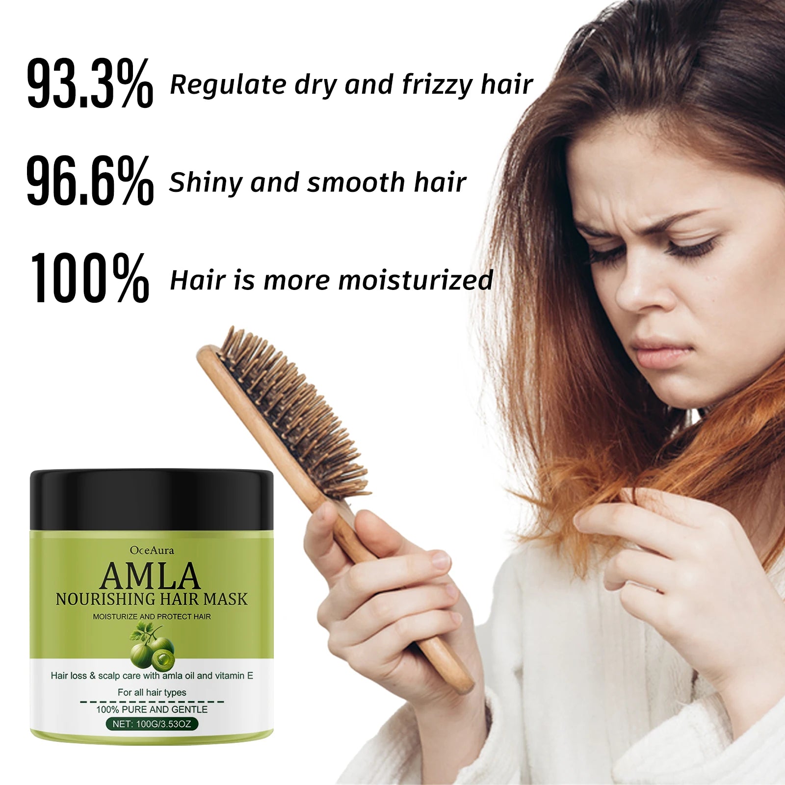 Amla Oil Shampoo Anti Loss Strengthen Root Repair Damaged Hair Anti-Breakage Conditioner Reduce Split Ends Nourishing Hair Mask Peaceful Pleasures Health and Wellness